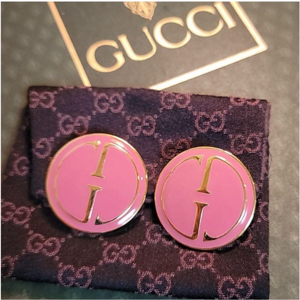 Gucci Marmont Ultra Rare Pink Gold Plated Clip-On Earrings - Picture 1 of 13